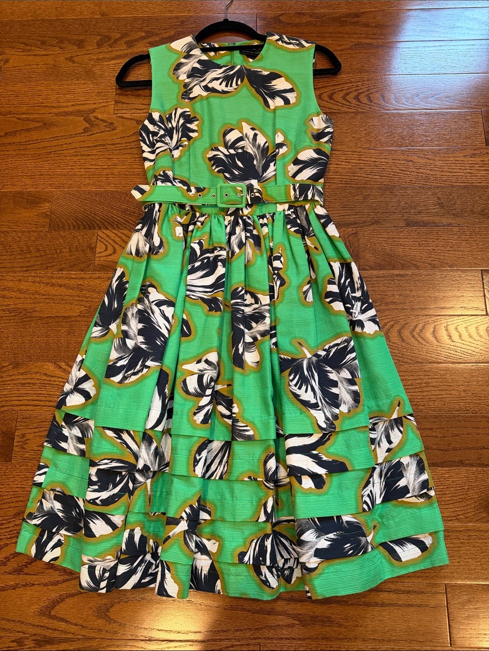 Jonathan Saunders Green Floral Belted Dress